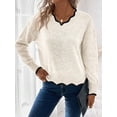 thumbnail image 3 of Women's Casual V-Neck Dropped Shoulder Long Sleeve Sweater, Autumn,Fall,Cozy Fall And Winter, 3 of 5