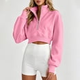 thumbnail image 6 of Gytharion Women's Plus Size Cropped Half-zip Sweatshirts Stand Collar Solid Color Soft Cozy Fashion Athleisure Pullover Tops Comfortable Basic Pullover Sweatshirts, 6 of 7