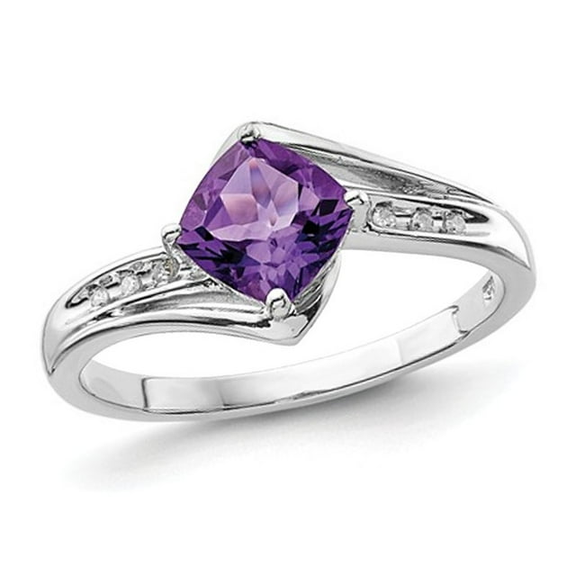 1.25 Carat (ctw) Natural Cushion-Cut Amethyst Ring in Sterling Silver