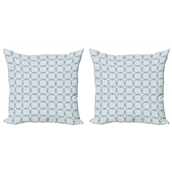 Ambesonne Vintage Throw Pillow Cover 2 Pack, Checkered Simple Retro, 16", White Blue