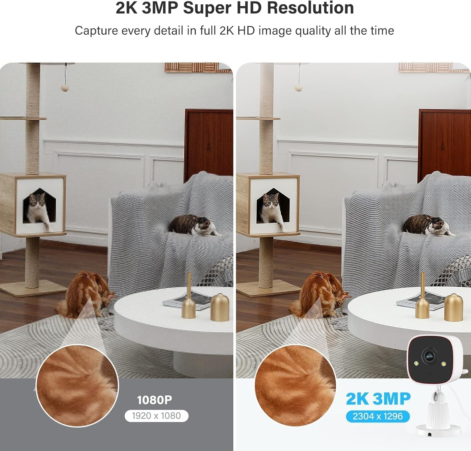 2K WiFi Security Camera Indoor/Outdoor, Plug-in Home Surveillance Cam with Color Night Vision, Human Motion Detection, 2-Way Audio, IP66 Waterproof, Baby & Pet Monitor, 5G/2.4G