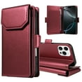 thumbnail image 6 of ELEHOLD Wallet Case For iPhone 11, Luxury PU Leather Shockproof Magnetic Flip Kickstand Card Slots Cash Pocket Wallet Case With Detachable Lanyard,Red, 6 of 11