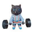 thumbnail image 1 of Kenally Escultura de gato de Fitness, estatuilla de gato, adorno de levantamiento de pesas de gato negro, escultura de gato con barra Artesanía Azul, 1 of 6