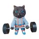 thumbnail image 1 of Kenally Escultura de gato de Fitness, estatuilla de gato, adorno de levantamiento de pesas de gato negro, escultura de gato con barra Artesanía Azul, 1 of 6