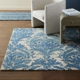 thumbnail image 2 of NICOLE MILLER NEW YORK Mod Damask Chambray Handcrafted Area Rug, 100% Wool Rug, Blue, 9'x12', 2 of 9