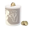 thumbnail image 3 of Engagement Party Piggy Bank, Silhouette of Newlywed Groom and Bride Wedding Invitation Design, Ceramic Coin Bank Money Box for Cash Saving, 3.6" X 3.2", Taupe and White, by Ambesonne, 3 of 4