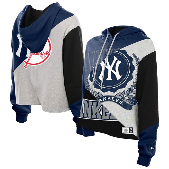 Women's New Era New York Yankees Upcycled Color Block Cropped Boxy Hoodie