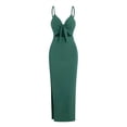 thumbnail image 3 of Vibrant V-Neck Cami Dress Sexy Cut Out Split Hem Sleeveless Flowy Essential, 3 of 13