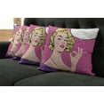 thumbnail image 5 of Ambesonne Vintage Throw Pillow Cover 4 Pack, Pop Art Woman OK Sign, 24", Multicolor, 5 of 5
