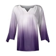 thumbnail image 3 of HAiming Womens V Neck 3/4 Sleeve T-Shirts Trendy Gradient Color Casual Basic Tops Summer Loose Pullover Tees Blouses, 3 of 4