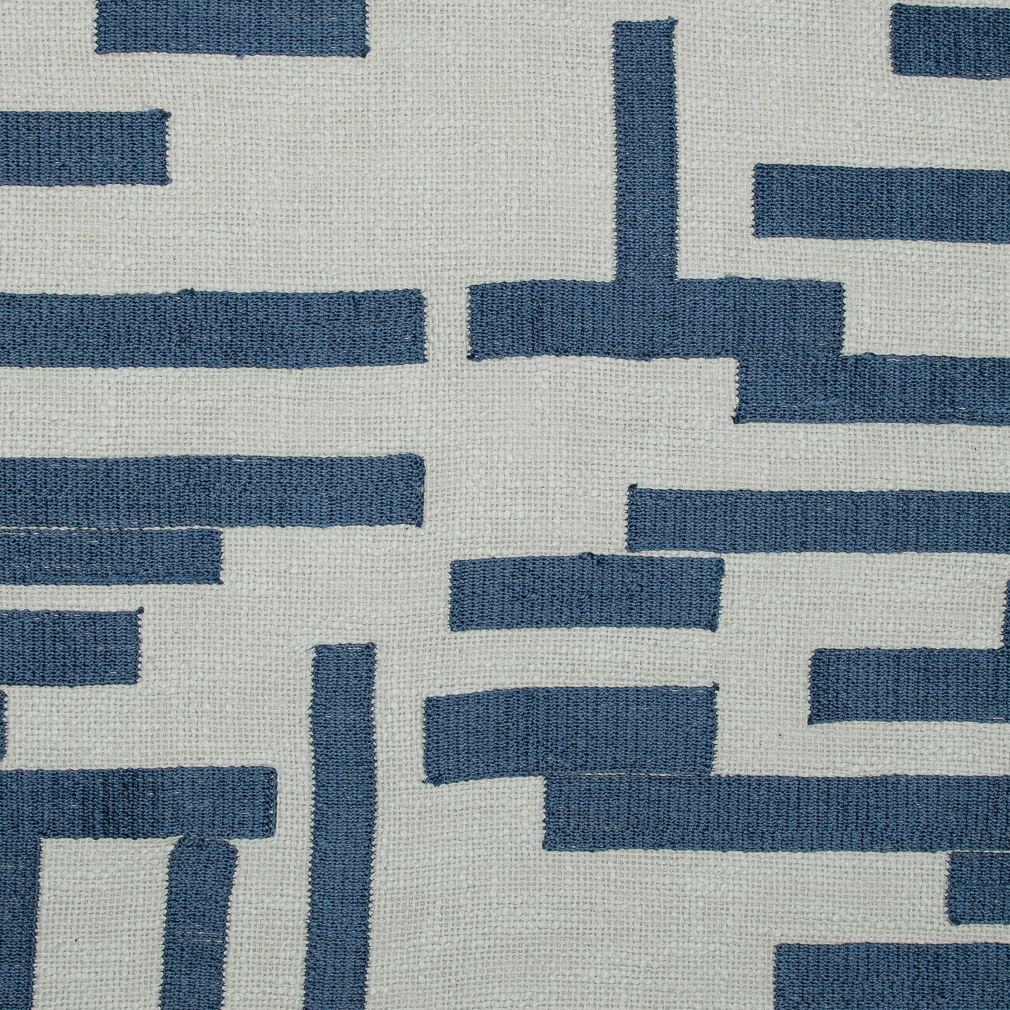 Ox Bay and Stacy Garcia 24" x 24" Blue/Ivory Geometric Embroidered Cotton Blend Adult Decorative Throw Pillow Cover