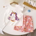 thumbnail image 2 of CAUYDY 4T 5T 6T Children Girl Summer 2 Piece Outfits Toddler Girls Short Sleeve T Shirts Top and Shorts Clothing Sets Baby Summer Pajamas Teen Clothes 9T 10T (Sizes 1-2 Years,D1-White), 2 of 4