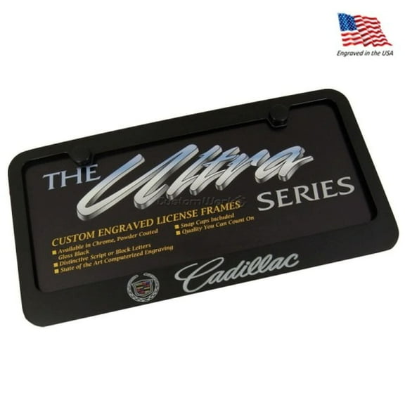 Cadillac Logo Black Metal License Plate Frame
