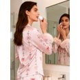 thumbnail image 7 of AIGUR Mommy and Me Satin Pajamas Set Adorable Heart Print Long Sleeve Turn Down Collar Tops and Pants, Family Matching Sleepwear, 7 of 7