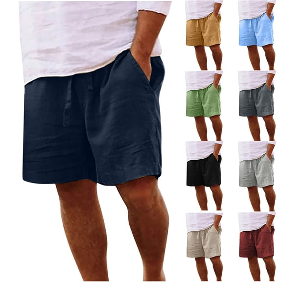 Eagokdc Shorts Mens Casual Solid Color Exercise Big And Tall Comfy Short With Pocket Size S-5XL