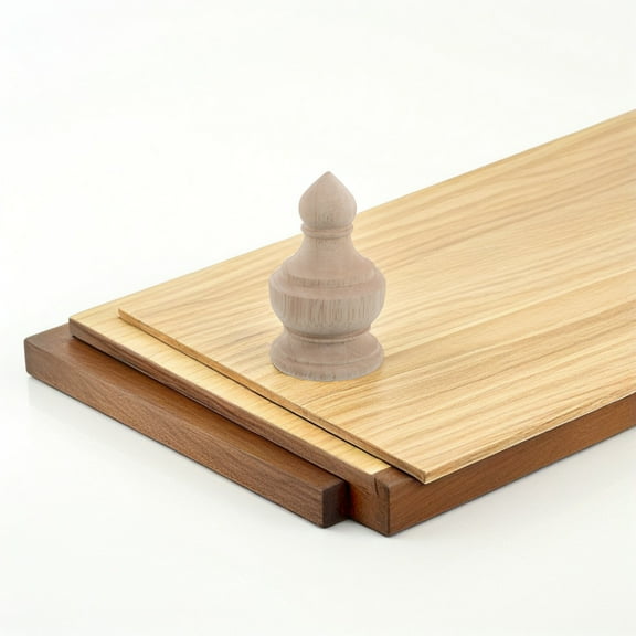 OFFIGAM Beige Solid Wood Bedpost Finial with Intricate Carved Topper for Home Decor and Furniture