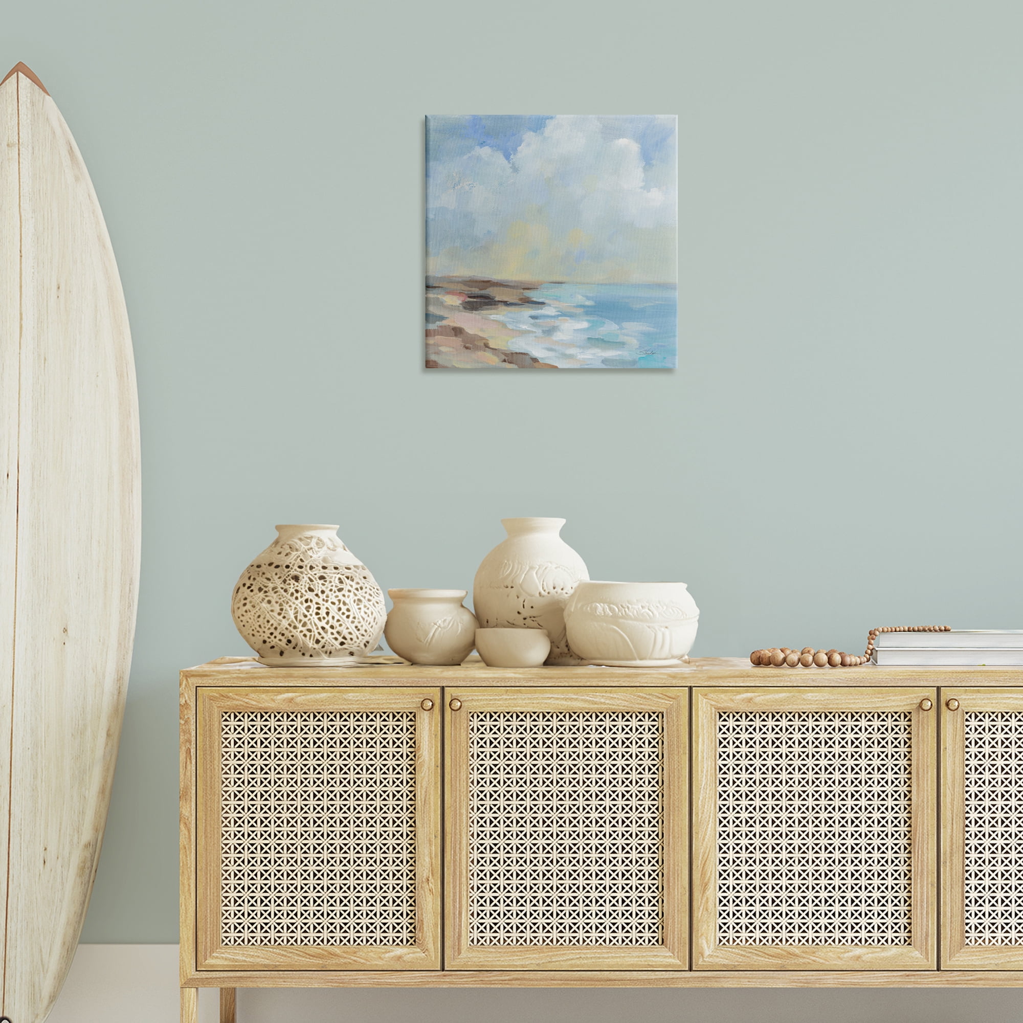 Stupell Industries By The Beach Shore Landscape & Nature Painting Wrapped Canvas Art Print Wall Art, 24 x 24