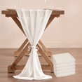 thumbnail image 1 of 5pcs Chiffon Table Runner Bulk 29x120 Inches Rustic Wedding Table Runner for Bridal Shower Wedding Party,5 Pieces,Ivory, 1 of 7