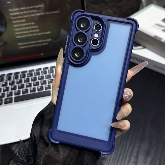 for Samsung Galaxy S26 Ultra-Thin Phone Case with Built-in Lens Protector, Military-Grade Shockproof Drop Protection Anti-Scratch Wireless Charging Frosted Translucent Matte Cover, Blue