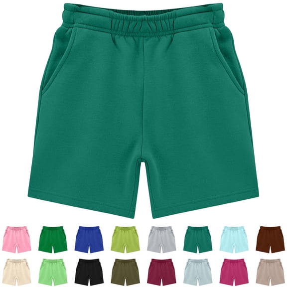 Bmisegm Sweatshorts Girls Athletic Casual Loose Fit Breathable Playwear Comfortable Elastic Waistband for Sports Outdoor Activities Girls Shorts Dark Green,5-6 Years