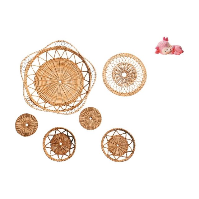Arte de pared tejido de ratán y figura de ciervo durmiente de resina para salón de té, pasillo, dormitorio, porche, cafetería, cocina, comedor, decora