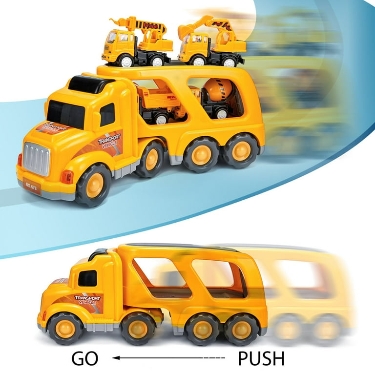 Trucks Toys for Kid 5 in 1 Friction Power Toys Big Transport