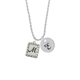 thumbnail image 2 of Delight Jewelry Silvertone Pebble Border Initial - M Silvertone Script Initial Disc - E - Charm Necklace, 20"+3", 2 of 4