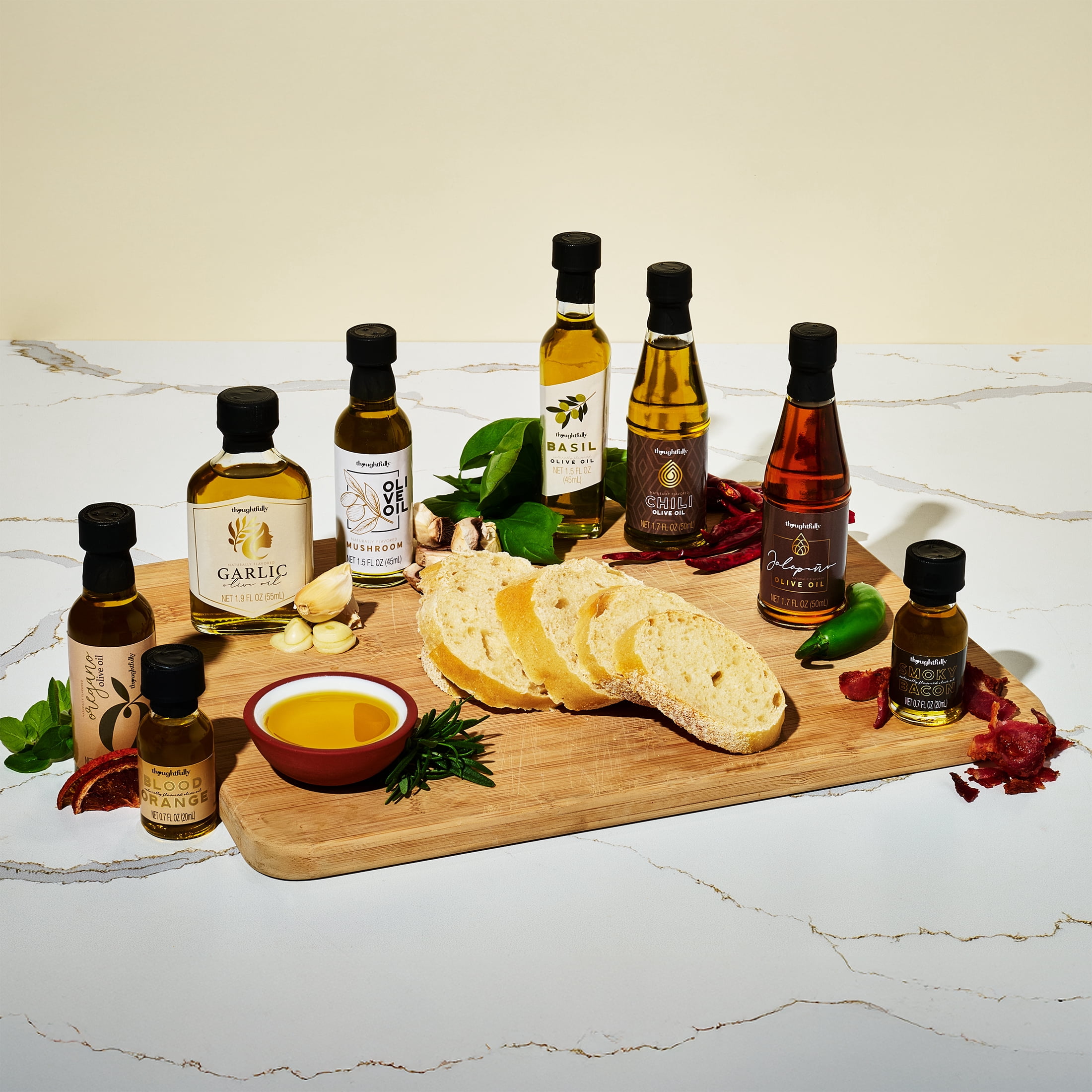 Thoughtfully Gourmet Flavored Extra Virgin Liquid Olive Oil Gift Set, Cold-Pressed, 8 Count