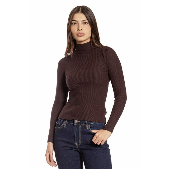 Blusa tejida de cuello alto /Juvenil, 0247 (Cafe) cafe M