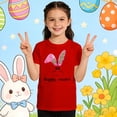 thumbnail image 2 of Boys' Easter Print Rabbit Egg Pattern Crew Neck Short Sleeve Sports Outdoor Wear Red 6Y-7Y, 2 of 6