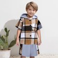 thumbnail image 3 of Toddler Boys Casual Outfit Sets Kids Plaid Print Patchwork Hooded Short Sleeve Shirt Tops With Shorts Two Piece Set Holiday Wear,Brown,8-9 Years, 3 of 6