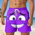 thumbnail image 2 of ibiyuan Funny Cartoon Face Print Swim Trunks Men Drawstring Waist Mens Bathing Suit Quickdry Elastic Waist Swimwear for Men Bathing Shorts, 2 of 5