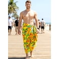 thumbnail image 4 of HAPPY BAY Men's Swim Trunk Bathing Suit Sarong Pareo Beach Wrap One Size Tangerine, Floral Hibiscus Palm Tree Summer Vacation Party, 4 of 5