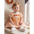 thumbnail image 5 of RUINIXCW Toddler Baby Girl Halloween Dress Infant Baby Girl Summer Fall Dress Clothes Pumpkin Embroidery Collar Puff Short Sleeve Dress with Bow, 5 of 8
