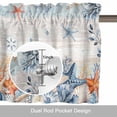 thumbnail image 6 of Oceans Marine Life Valance Curtain Coastal Orange Blue Crabs Starfish Retro Wood Window Valances Rod Pocket Short Curtains Window Treatments for Kitchen Bedroom Bathroom Laundry 60" x 14", 6 of 9