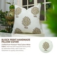 thumbnail image 4 of Premium Thick cotton White Pillow Cover with Hand Block Prints By Fabdivine, 18X18, Anar, 4 of 7