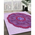 thumbnail image 3 of Ahgly Company Machine Washable Indoor Round Transitional Medium Violet Red Pink Area Rugs, 5' Round, 3 of 7