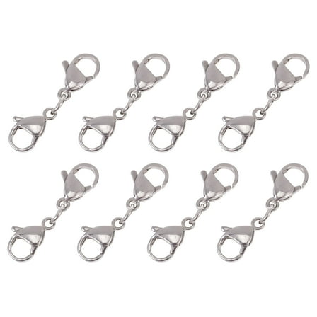 FRCOLOR 10Pcs Stainless Steel Metal Lobster Claws DIY Jewelry Accessories for Handicrafts and Jewelry Makers in Silver