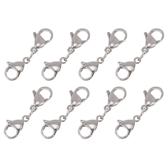FRCOLOR 10Pcs Stainless Steel Metal Lobster Claws DIY Jewelry Accessories for Handicrafts and Jewelry Makers in Silver