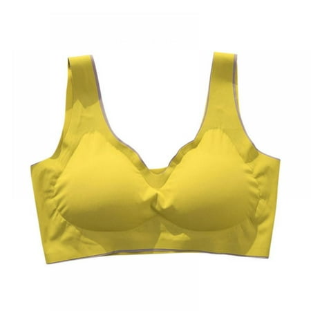 

Baywell Sleep Bras Thin Soft Comfy Daily Bras Seamless Leisure Bras for Women A to D Cup with Removable Pads Yellow 70C-40AB