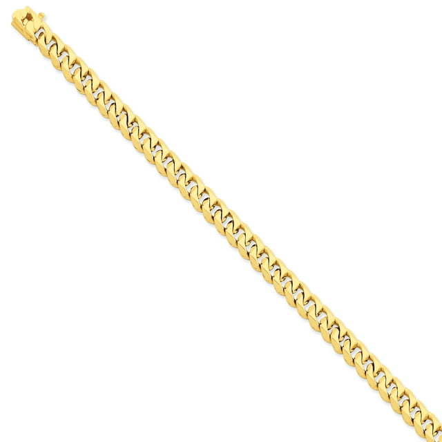 14k Yellow Gold 8.5 Inch 7mm Hand Traditional Link Box Chain Bracelet Curb H