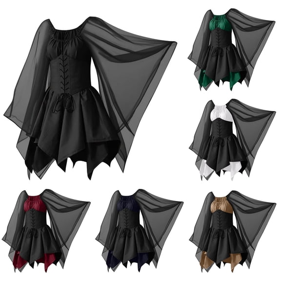 Halloween Victorian Gothic Dress Fairy Dress for Women Renaissance Medieval Steampunk Corset Dress Butterfly Sleeve Vintage Short Dresses