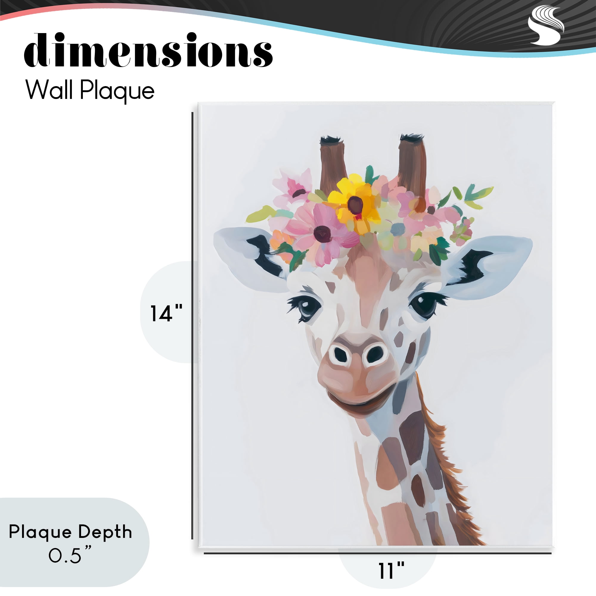 Stupell Industries Flower Crown Giraffe Wall Plaque Art, design by The Prints Vibe