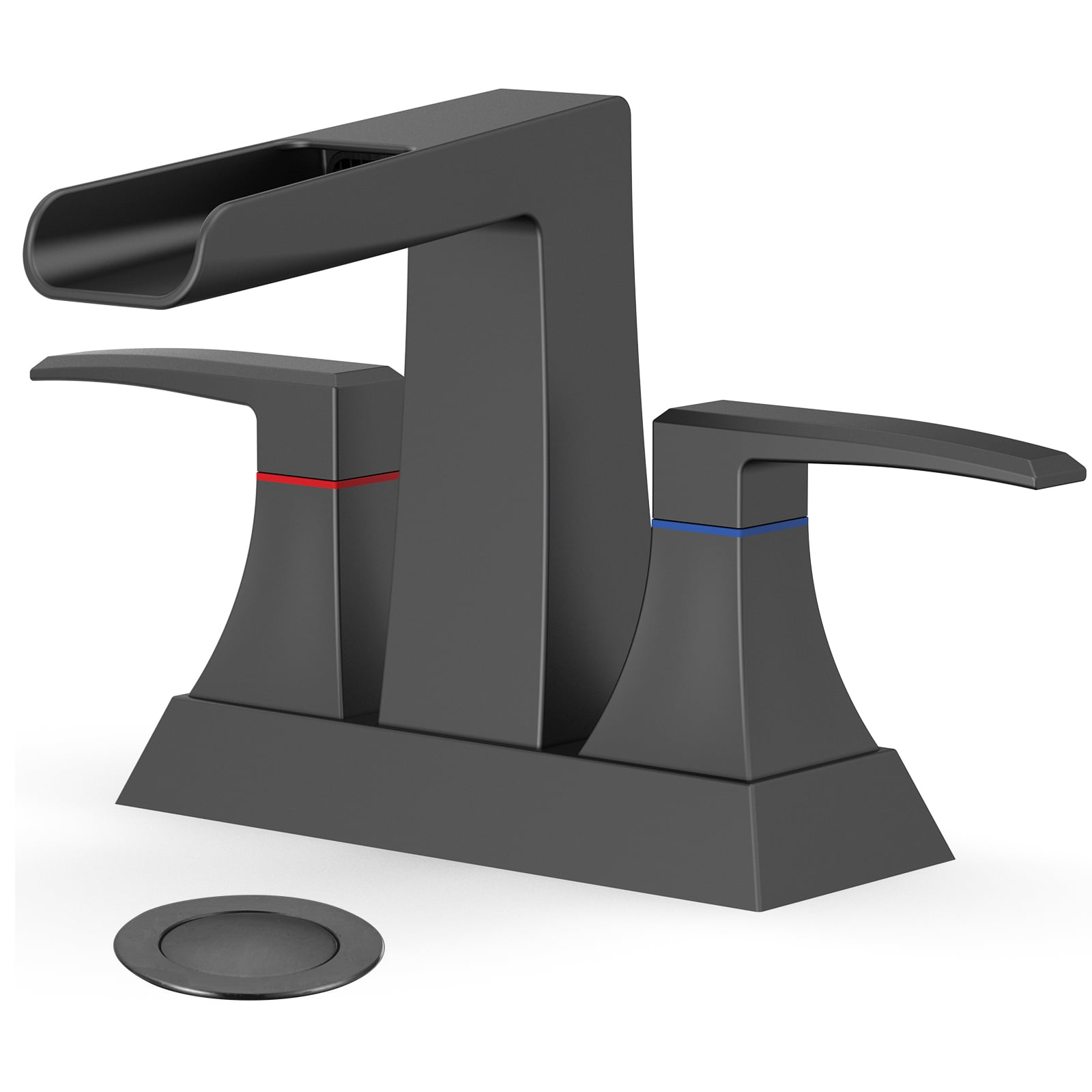 Waterfall Bathroom Sink Faucet, 4 inch 2 Handle Water Tap with Pop Up ...