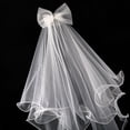 thumbnail image 4 of Wedding Veil with Metal Comb Wedding Hair Accessories for Flower Girl 2 Tier Longest Tulle 28" Embellished with Bow, 4 of 10