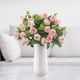 thumbnail image 5 of Ramo de rosas artificiales Farfi, 5 ramas, 11 cabezas, hojas verdes realistas, fácil de cuidar, no se marchitan, eucalipto artificial, rosa de seda sintética, decoración para balcón (naranja), 5 of 8