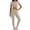 Khaki, variant on UDAUDU Womens Seamless 2 Piece Yoga Outfit Short Sleeve Crop Top And High Waist Leggings Exercise Set Navy M