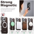 thumbnail image 3 of for iPhone 14 Pro Max Magnetic Case with 360 Rotating Ring Kickstand & Wireless Charging Support, Compatible with MagSafe, Lychee Texture PU Leather Metal Fashion Protective Phone Case, Brown, 3 of 10