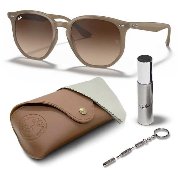 Ray-Ban RB4306 Square-Round Shaped Non-Polarized Sunglasses for Men & Women - Includes Official RAYBAN Eyewear Kit - Ideal Formal & Casual Wear Sunglasses - Dark Brown Lens