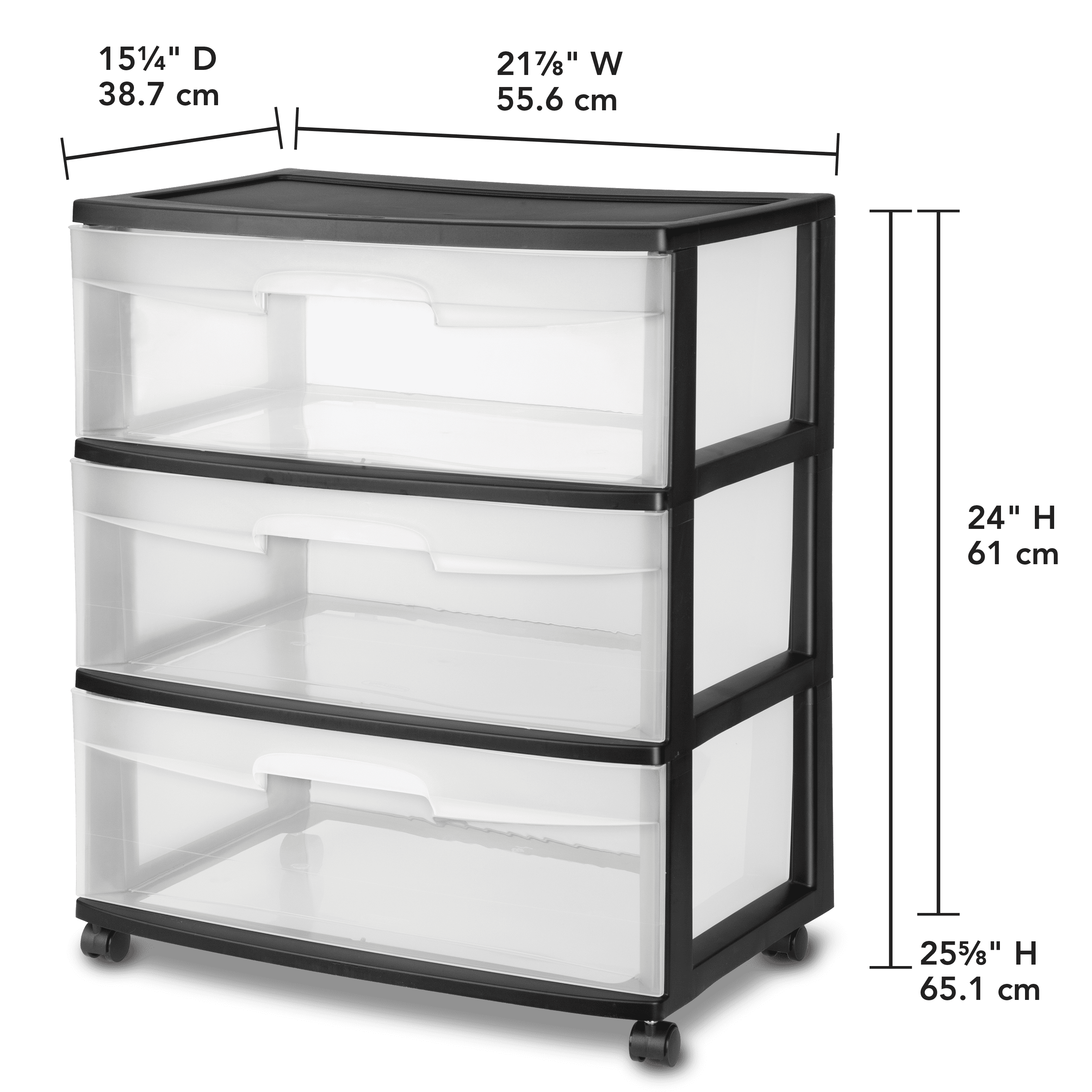 Sterilite 3 Drawer Wide Cart White Com